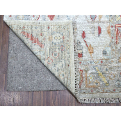 2'8"X16'1" Gray Angora Oushak With Soft Colors Pure Wool Hand Knotted Rug