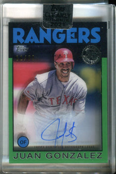 Juan Gonzalez 2021 Topps Clearly Authentic Autographed Card 1/99