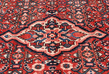 Red Vintage Hand-Knotted Tribal Rug 5X9 ft Farmho