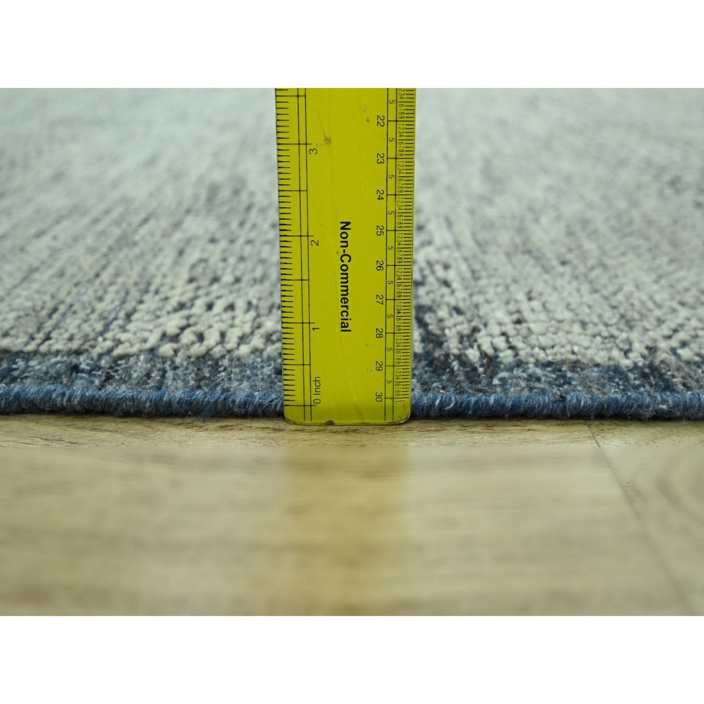 10'X13'9" Blue Distressed Rug Hand Knotted Pure Wool Oxidized Grass Design