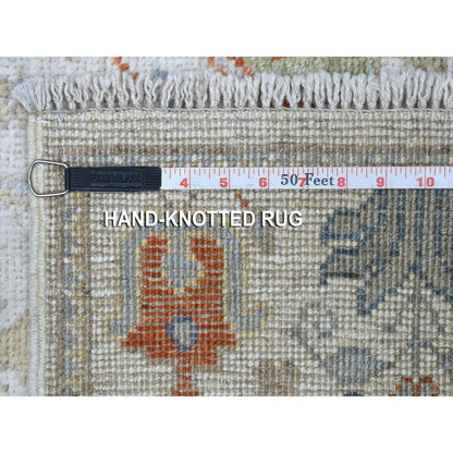 2'9"X15'6" Ivory Angora Oushak With Cypress Design Wool Hand Knotted Rug