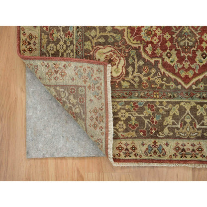 4'2"X6'1" Rust Red Antiqued Haji Jalili Design Hand Knotted All Wool Rug