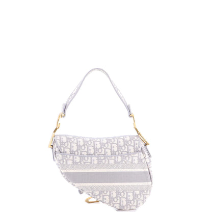 Christian Dior Saddle Handbag Logo Embroidered Oblique Canvas Medium