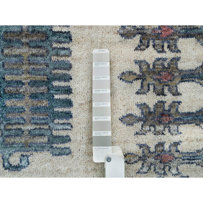 9'8"X10' Winter White Hand Knotted Viss Design Wool Square Oriental Rug