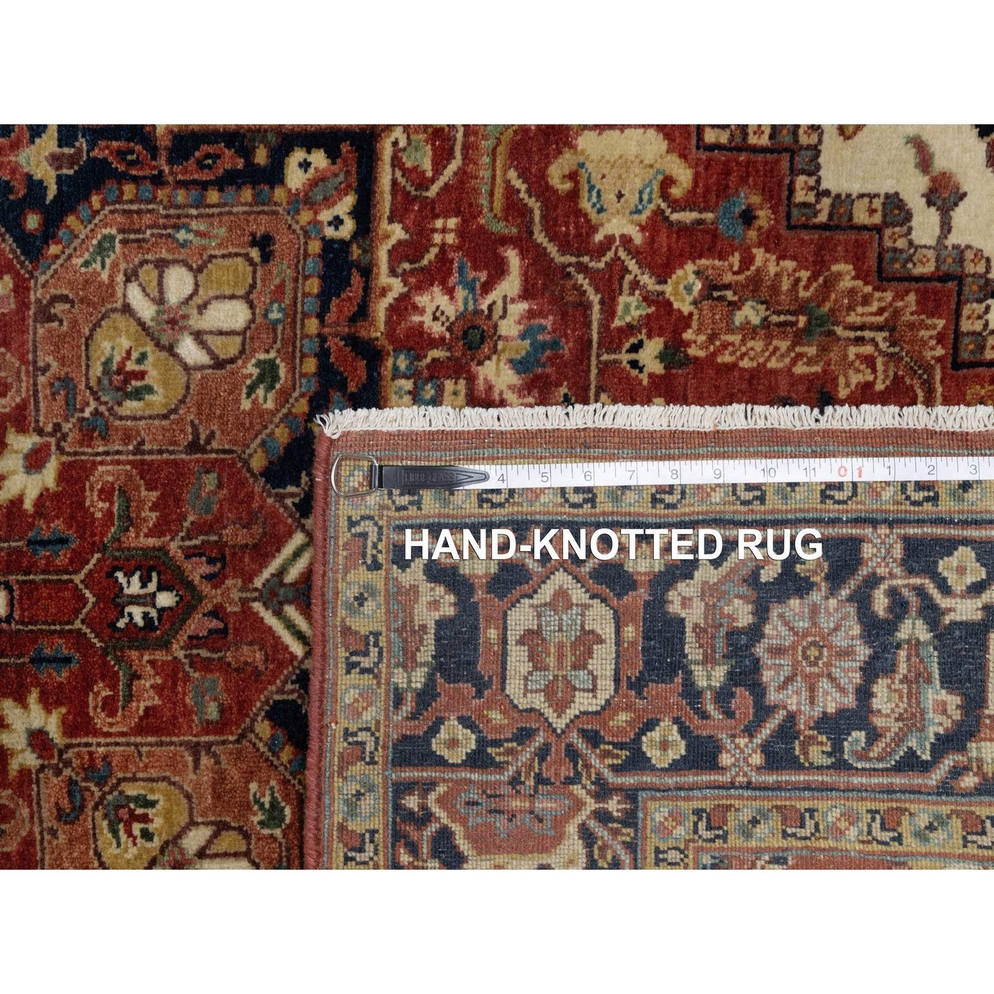 5'2"X7'2" Red Antiqued Heris Recreation New Zealand Wool Hand Knotted Rug