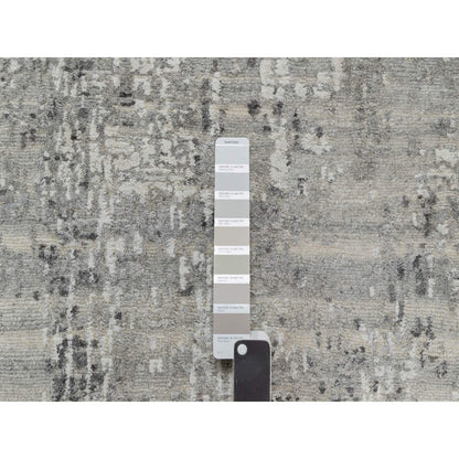 2'6"X26' Gray Hand Knotted Undyed Natural Wool Modern Xl Runner Rug