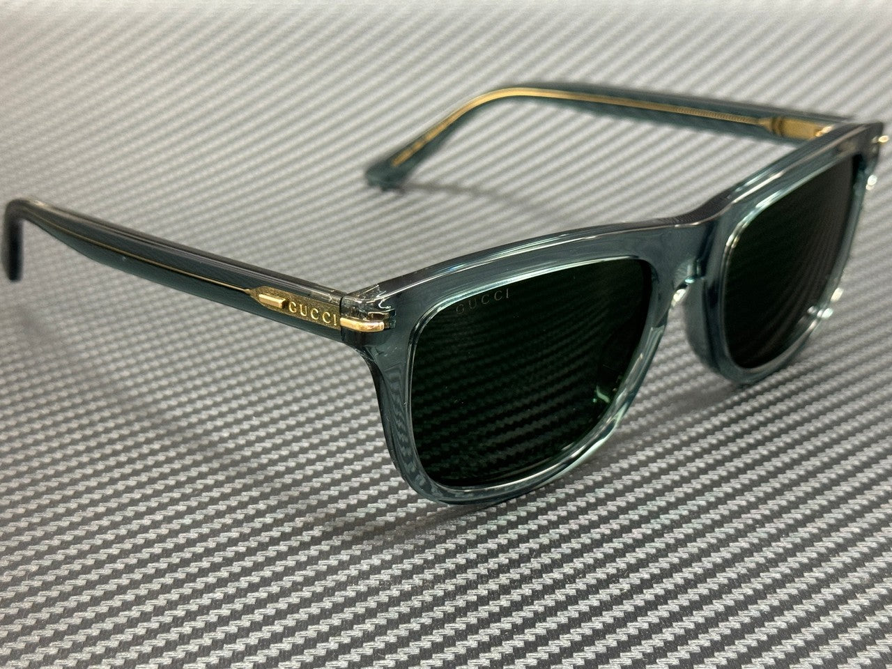 GUCCI GG1444S 004 Blue Transparent Green Men's Large 55 mm Sunglasses