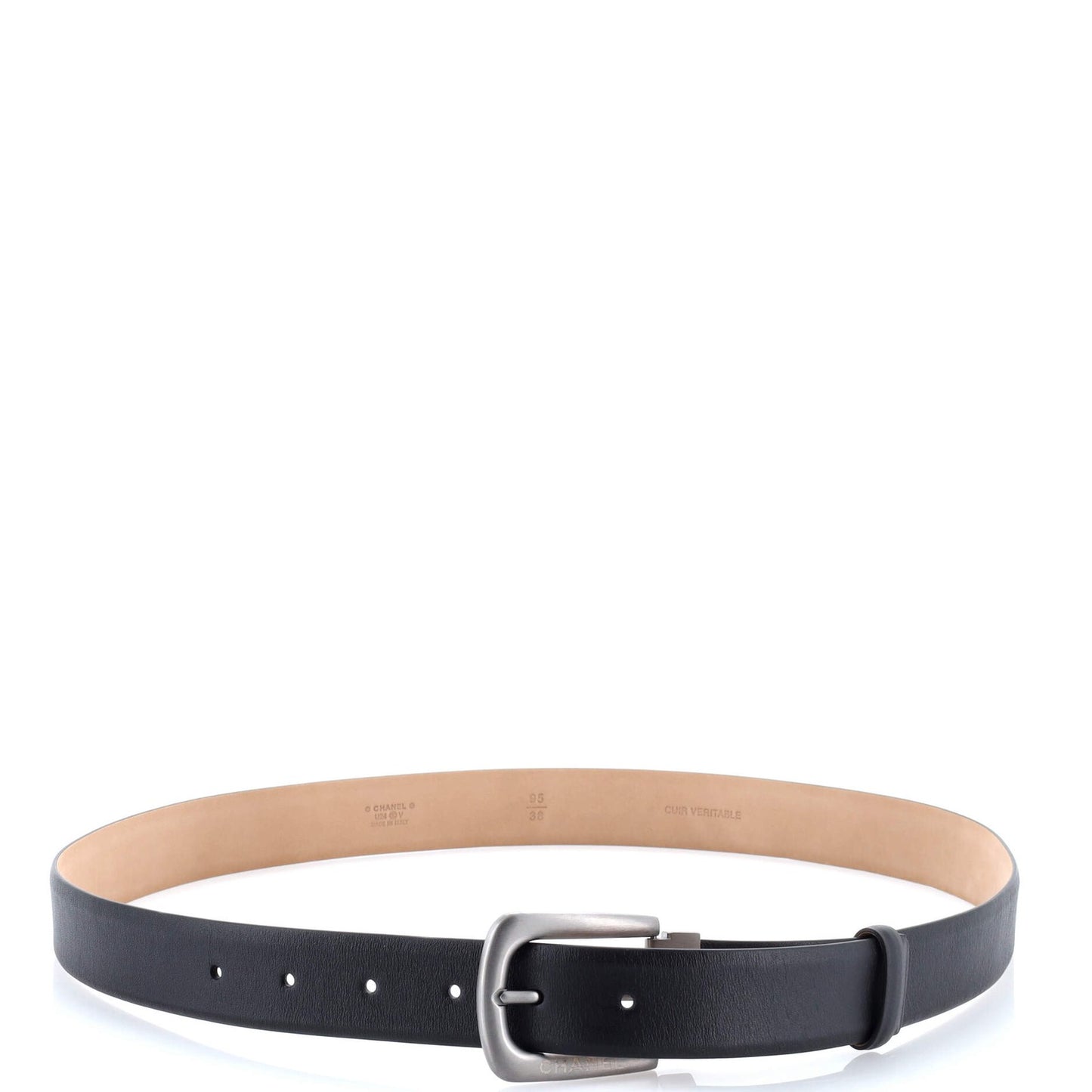 Chanel Buckle Belt Cc Embossed Leather Thin