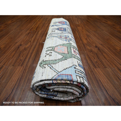 8'2"X9'9" Beige Anatolian Village Inspired Wool Hand Knotted Rug