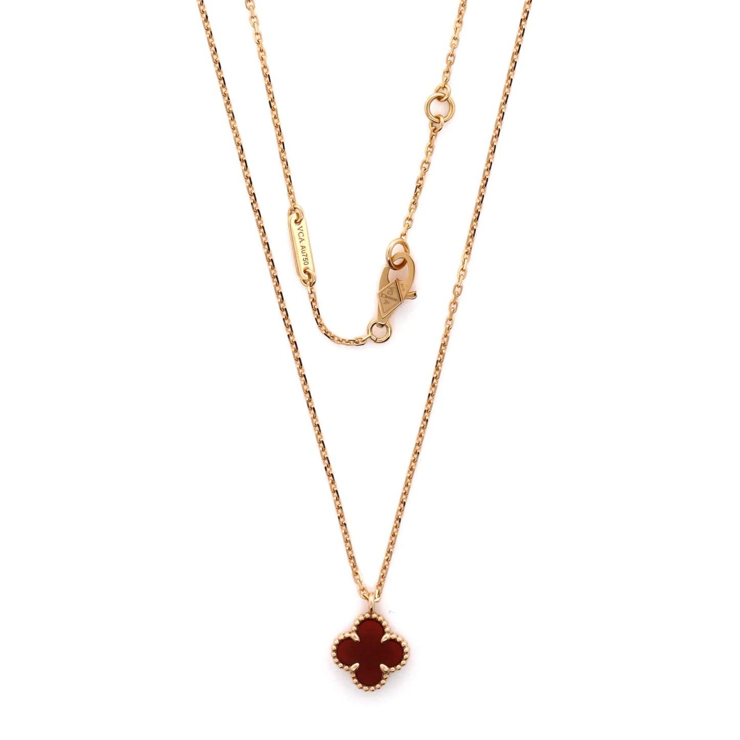 Van Cleef & Arpels Sweet Alhambra Pendant Necklace 18K Rose Gold And Carnelian