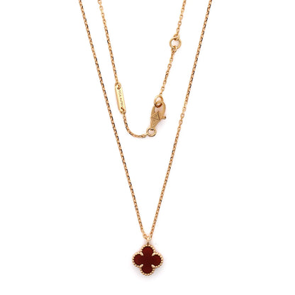 Van Cleef & Arpels Sweet Alhambra Pendant Necklace 18K Rose Gold And Carnelian