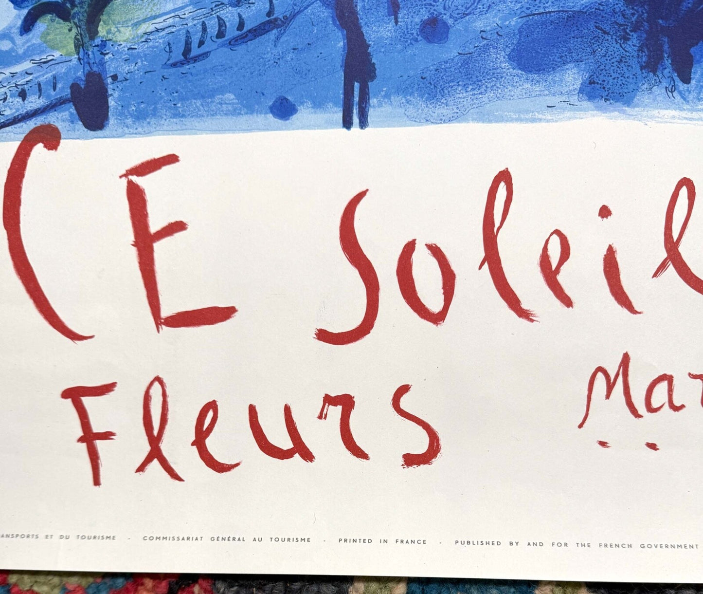 Marc Chagall Rare Baie Des Anges Stone Lithograph Original French Travel Poster