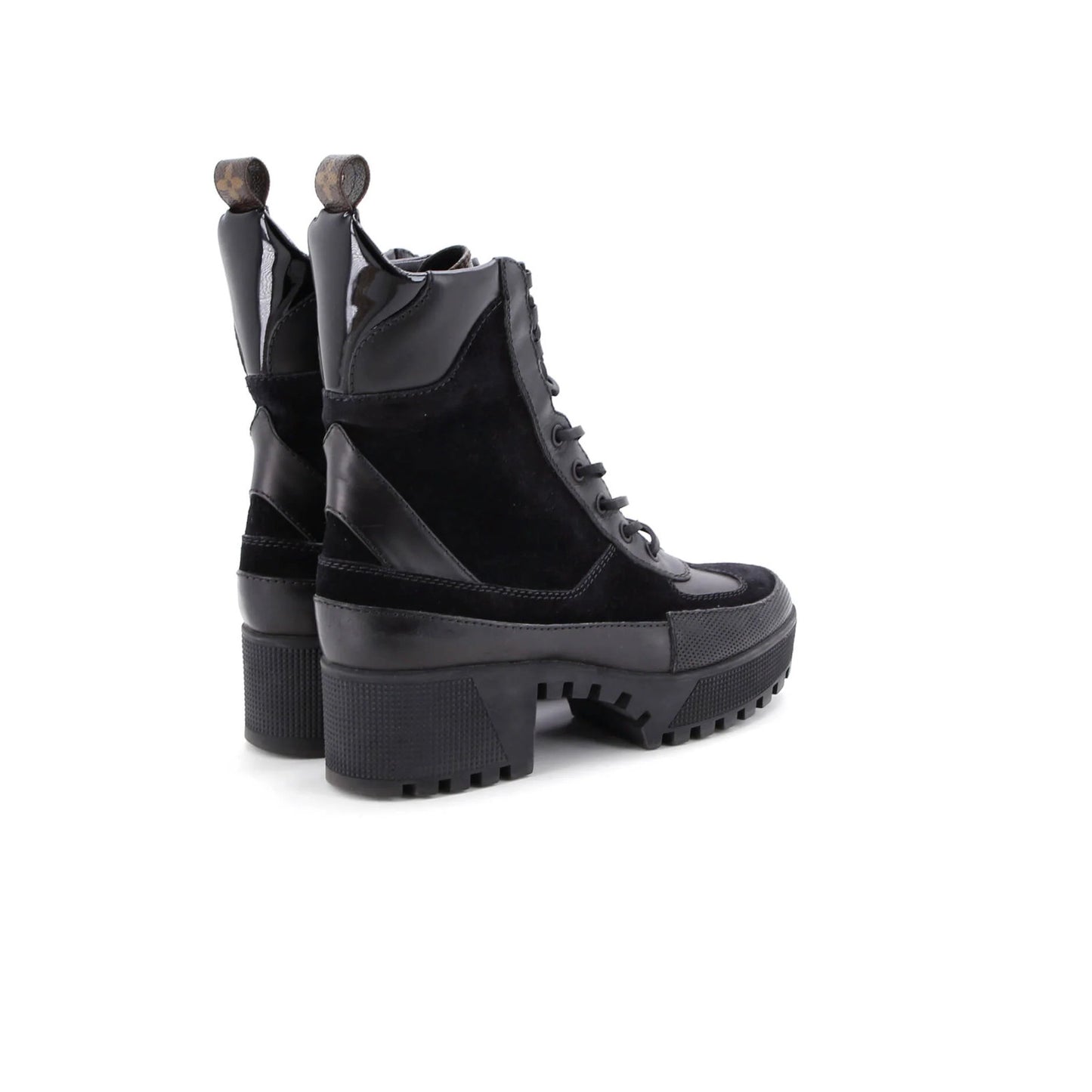 Louis Vuitton Women'S Laureate Platform Desert Boots Suede With Monogram Canvas