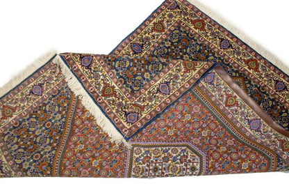 Handmade Oriental Rug Orange-Red Geometric Floral