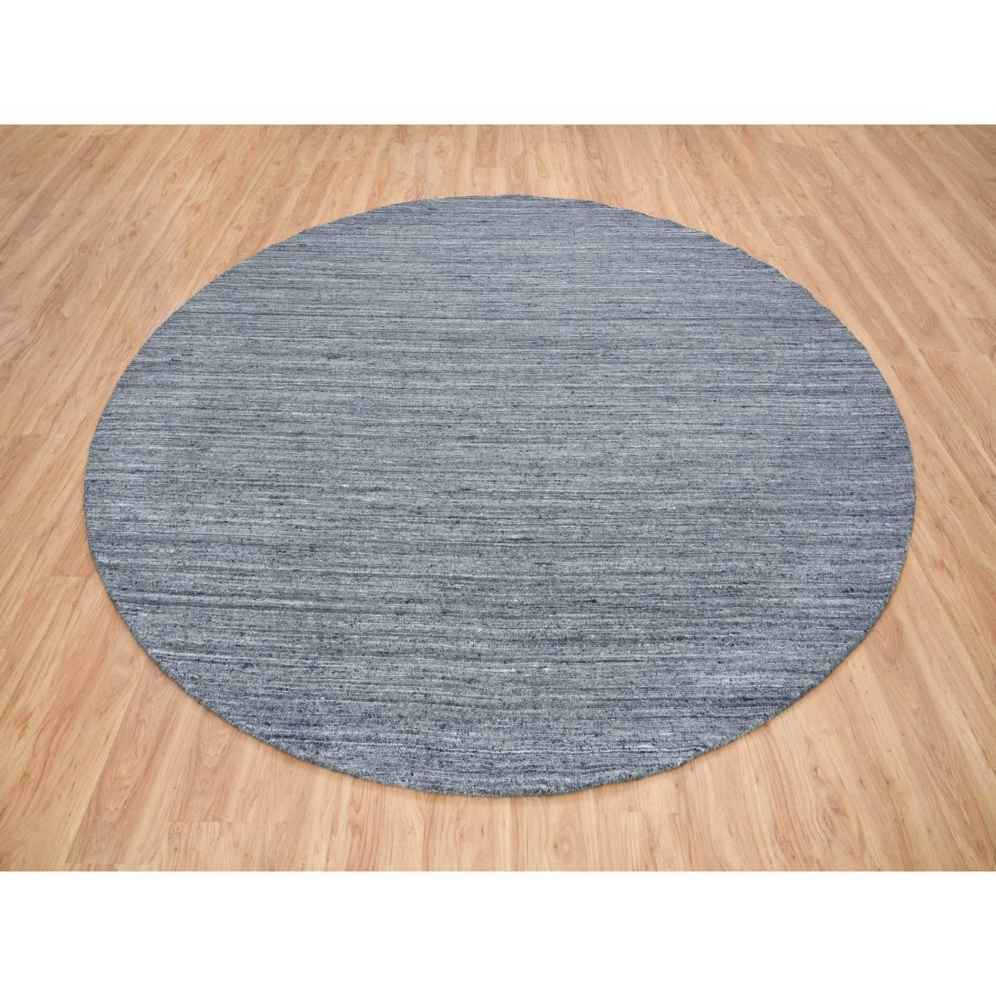 10'X10' Arsenic Gray Wool Modern Striae Round Hand Loomed Oriental Rug