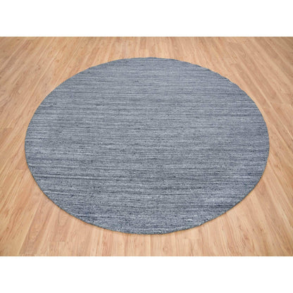 10'X10' Arsenic Gray Wool Modern Striae Round Hand Loomed Oriental Rug