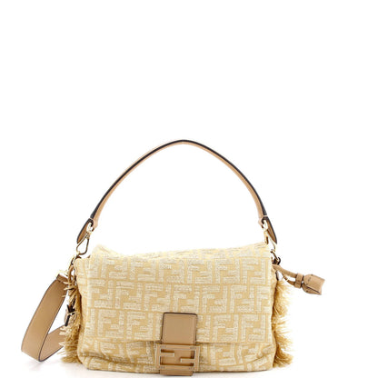 Fendi Mamma Baguette Nm Zucca Jacquard And Raffia Medium