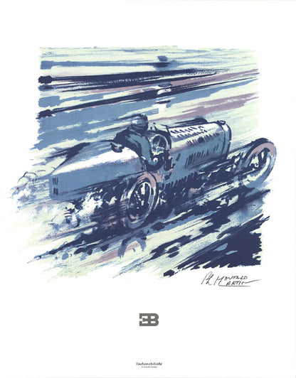 Philippe Moutard-Martin Bugatti 35 " Offset Lithograph Contemporary