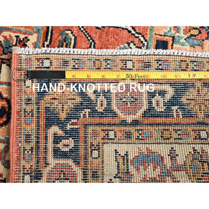 3'X5' Orange Soft Wool Rug Peshawar With Seeripe Heris Design Hand Knotted