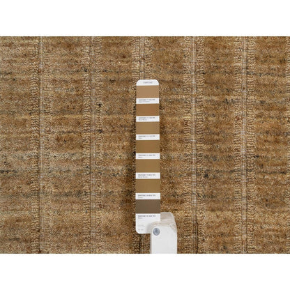 6'x6' Brown Natural Wool Vertical Stripes Design Hand Loomed Round Rug