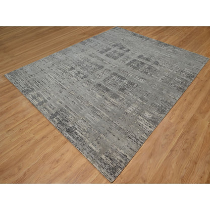 8'1"X10' Nevada Gray Modern Design Undyed Natural Wool Hand Knotted Rug