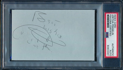 Aretha Franklin Signed/Autographed 3X5 Index Card/Cut Queen Of Soul  Psa/Dna