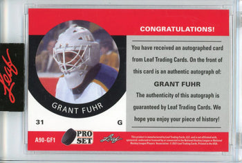 Grant Fuhr Autographed 2021 Leaf Pro Set Encased Card #A90-Gf1