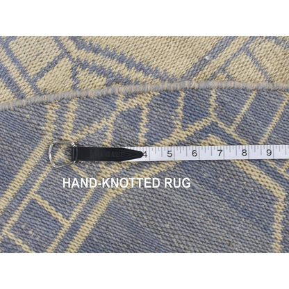 9'8"X9'8" White Wool Hand Woven Flat Weave Kilim Reversible Round Rug