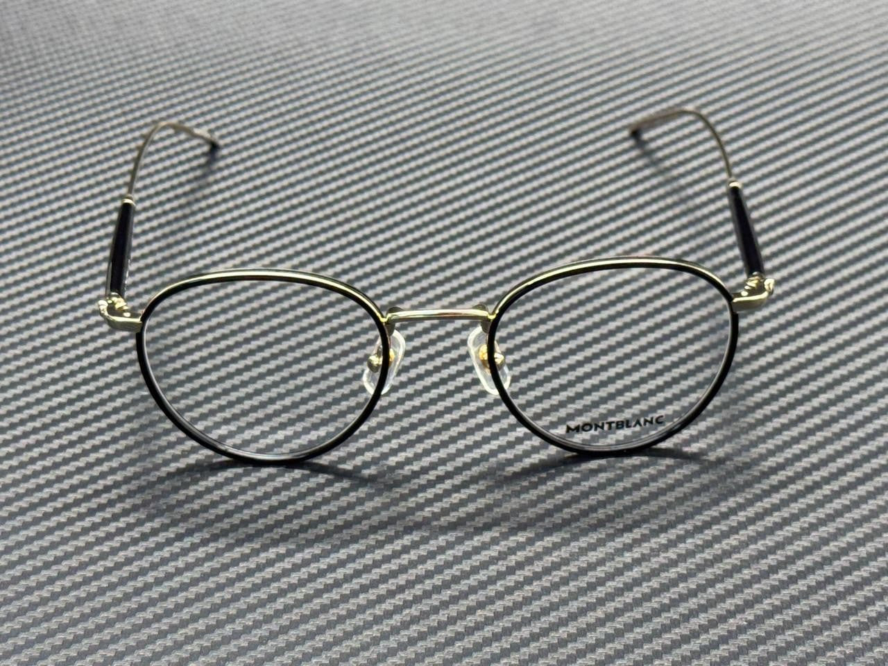 MONT BLANC MB0442O 001 Black Gold Men's 49 mm Small Eyeglasses