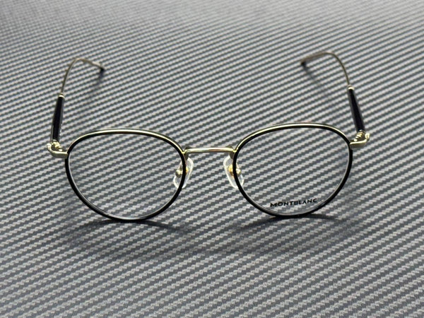 MONT BLANC MB0442O 001 Black Gold Men's 49 mm Small Eyeglasses