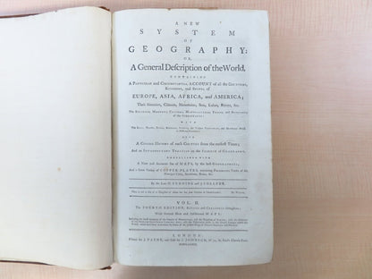 'A New System Of Geography' By Daniel Fenning & Joseph Colly 1773 London Map