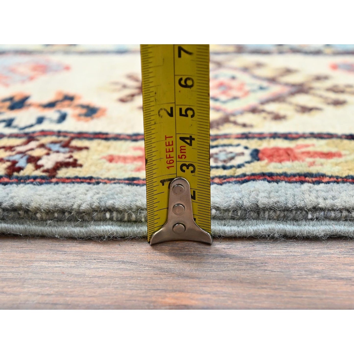 5'7"X7'5" Poolhouse Gray Special Kazak Hand Knotted 100% Wool Rug
