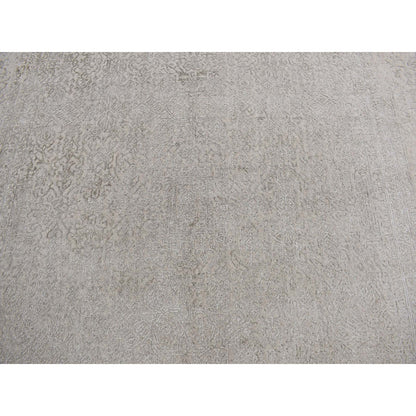 8'9"X12'1"Taupe Fine Jacquard Loomed Wool And Silk Zoroastrian Design Rug