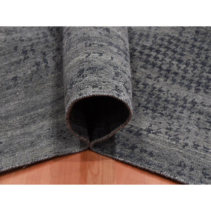 8'X10'1" Black And Gray Modern Design Pure Silk Hand Knotted Rug