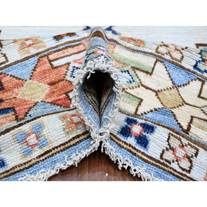 9'1"X11'4" Tufts Blue Anatolian Village Inspired Wool Hand Knotted Rug