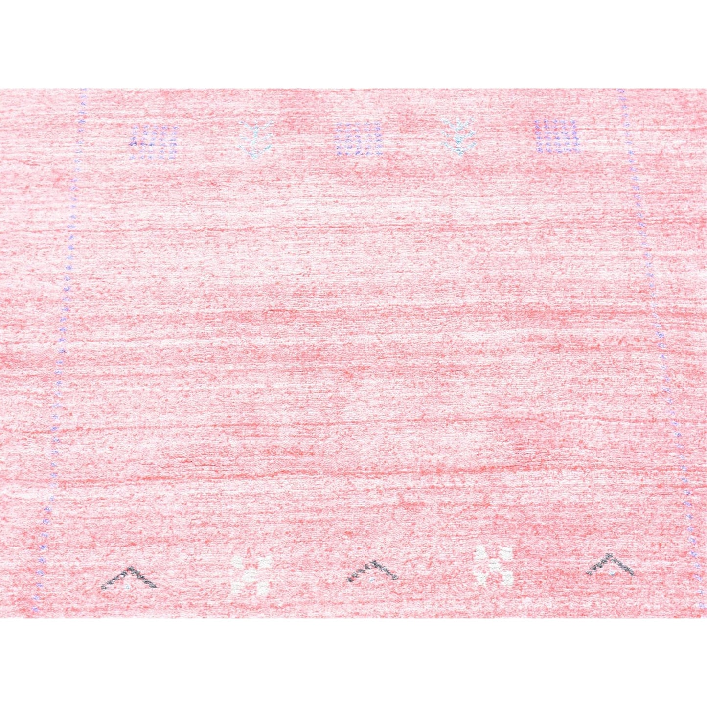 2'6"X17'10" Pink Folk Art Hand Loomed Wool-Silk Hand Loomed Runner Rug