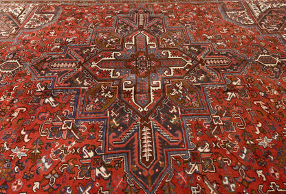 8'6X11 Ft Vintage Geometric Heriz Rug Traditional