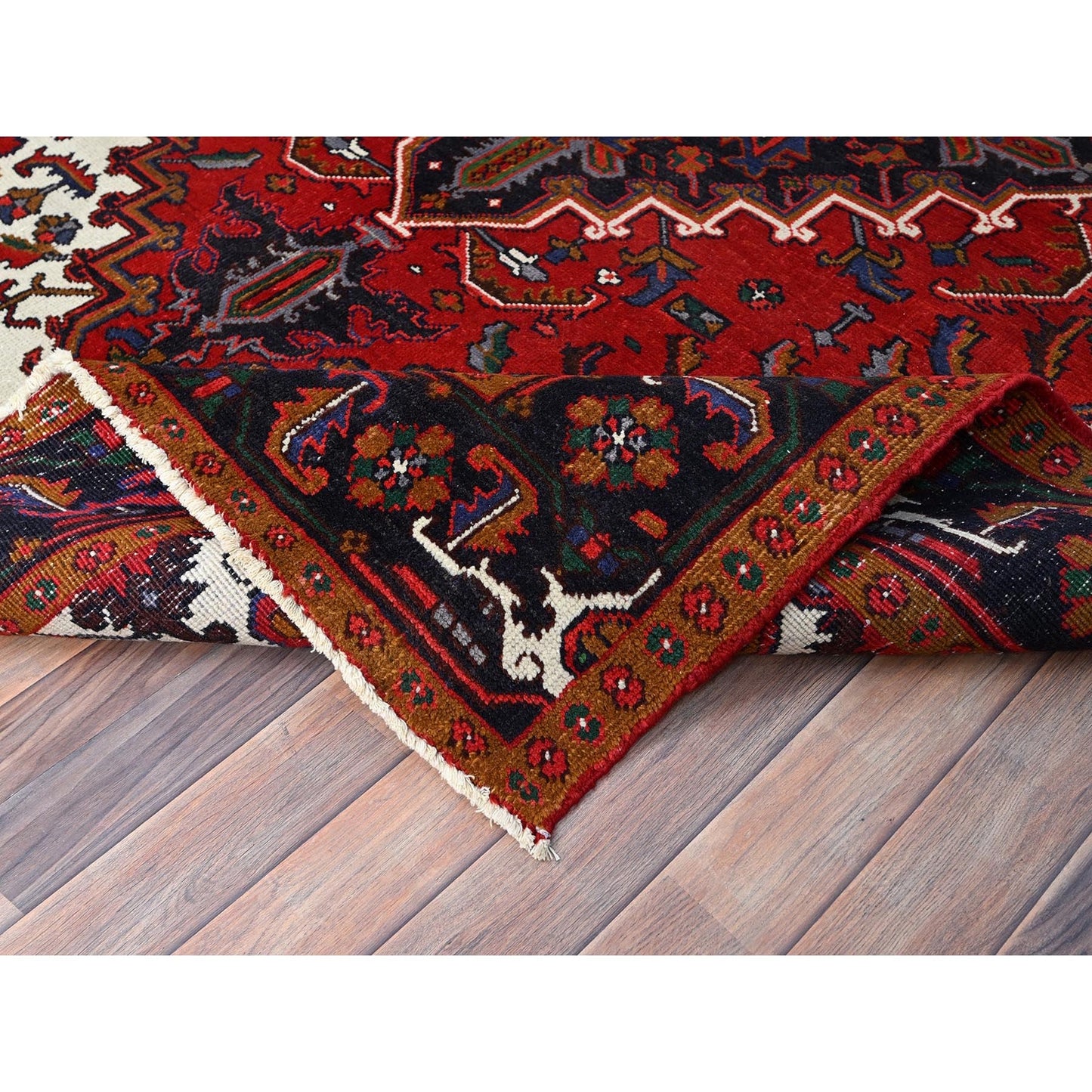 6'7"X9'2" Spanish Red Antique Organic Wool Hand Knotted Oriental Pile Rug