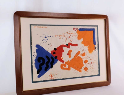 Jan Modoeniec Watercolor "Untitled" Polish Graphic Designer Art Signed Framed