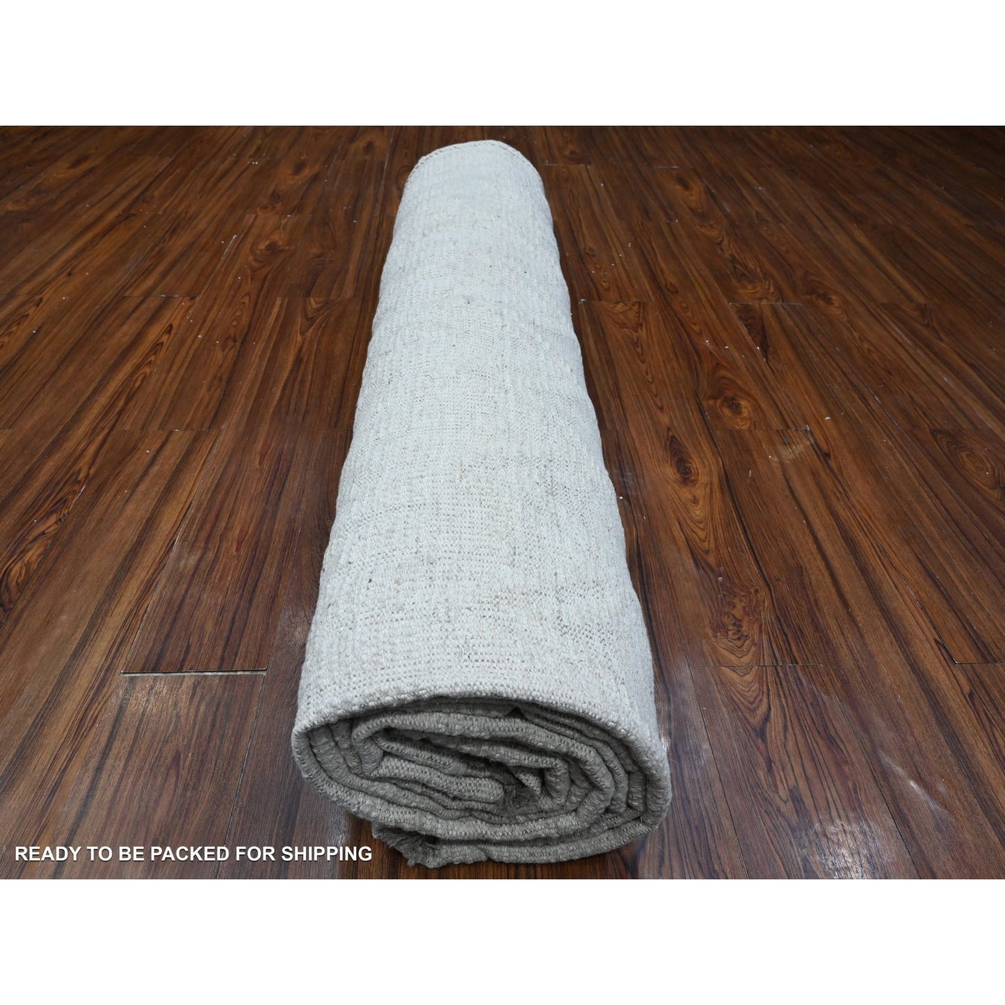9'X12'6" Polar Bear White Hand Knotted Moroccan Weave Wool Oriental Rug