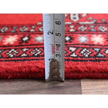 2'2"X6' Crimson Red Princess Bokara Soft Wool Hand Knotted Runner Rug