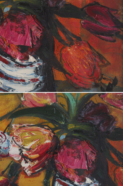 Rodolphe Caillaux Original Oil Painting Les Tulipes F8 Floral Still Life Signe