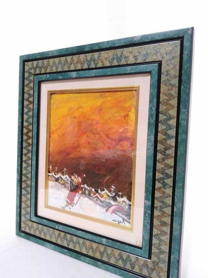 Guy Rocagel Original Oil Painting French Christmas Noel Village Signed