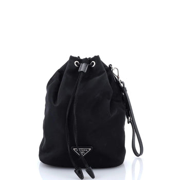 Prada Drawstring Wristlet Bucket Bag Tessuto Small