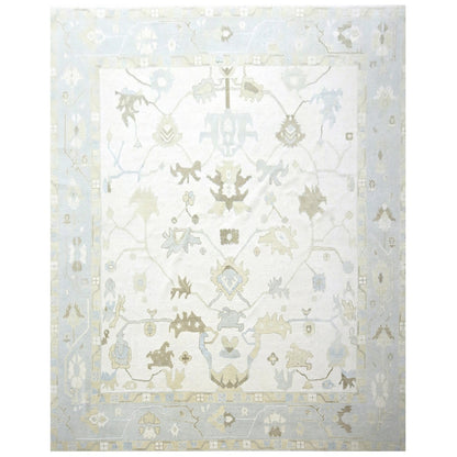 15'X16'3" Ivory Oushak With Leaf Design Wool Hand Knotted Xl Square Rug