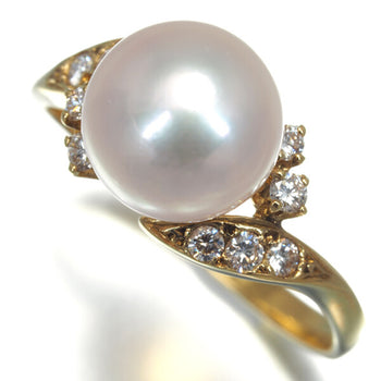 Mikimoto Ring Akoya Pearl 8.5Mm Diamond Us5.25-5.5 18K 750 Yellow Gold