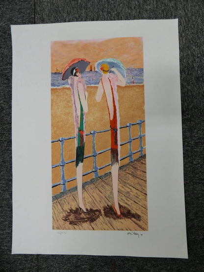Ramon Dilley Original Lithograph Hand Signed Numbered 164/250 Beach Women Modern