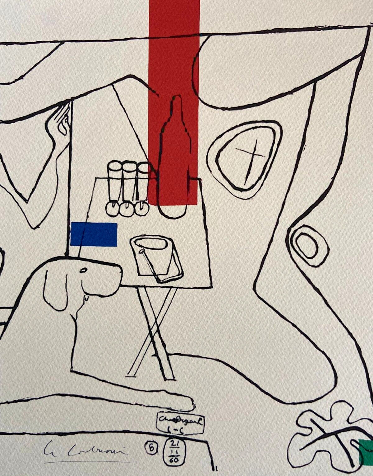Le Corbusier Lithograph Coa Hand Numbered Signed Op Josef Albers