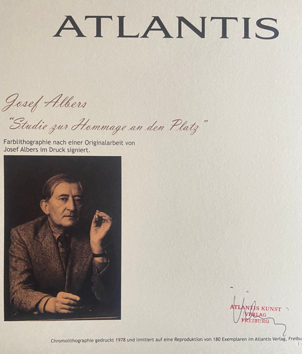 Josef Albers Lithograph Coa Hand-Numbered Signed Stamped