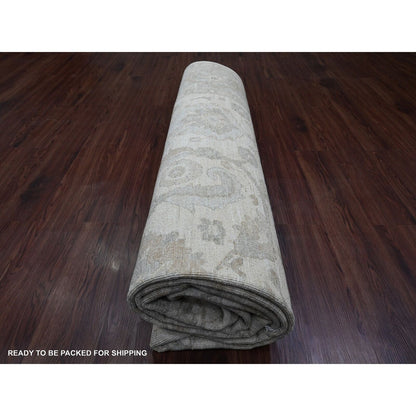 9'X11' White Heris All Over Design Hand Knotted Aryana Grade All Wool Rug
